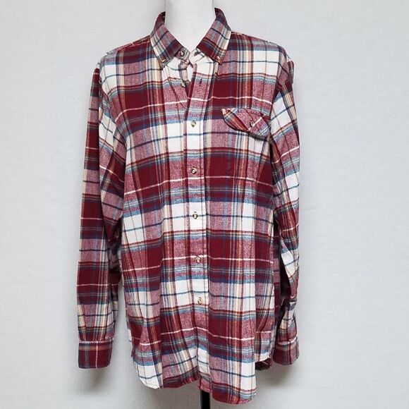 VINTAGE 1980s Levi's Red Soft Flannel Button Down Western Hipster Oxford Shirt - Picture 6 of 15